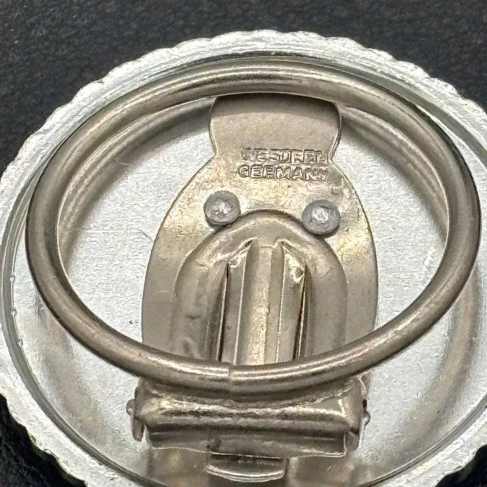 Vintage Western Germany Scarf Clip Women OS Silver Tone Concentric Rope Textured